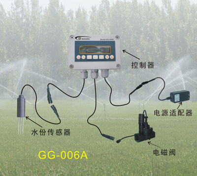 公司产品 产品介绍: 此灌溉控制器根据土壤的干湿度自动控制电磁阀的